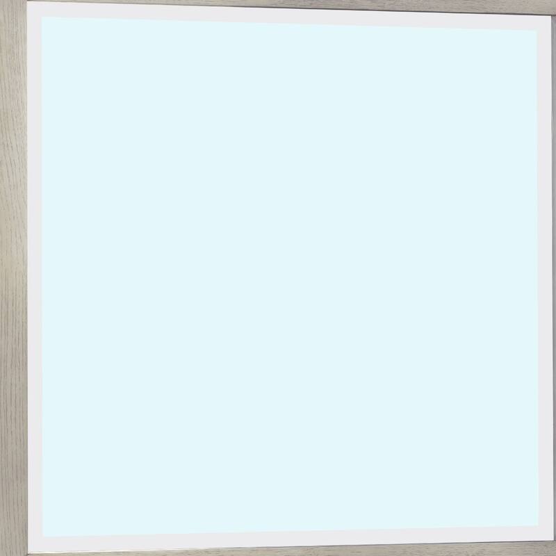40 Inch Ann Square Portrait Wood Framed Wall Mirror, Grain Details, Gray