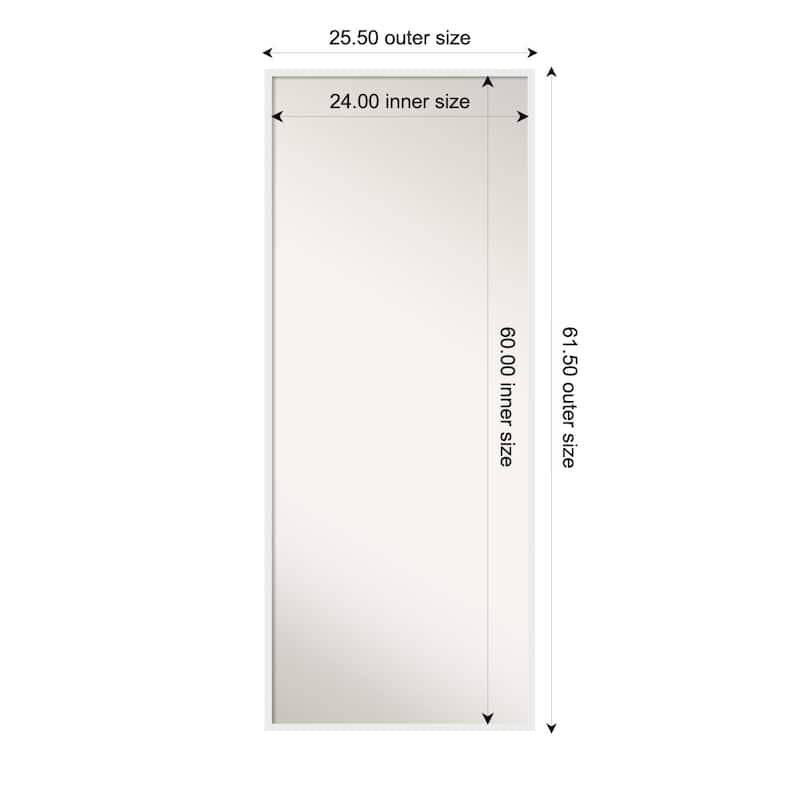 Incline Non-Beveled Wood Framed Full-Length Floor Leaner Mirror - 26 x 62 in - Incline White