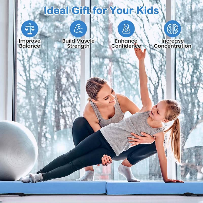 7 FT Folding Balance Beam Foam Floor Gymnastic Beam w/ Carry Handles