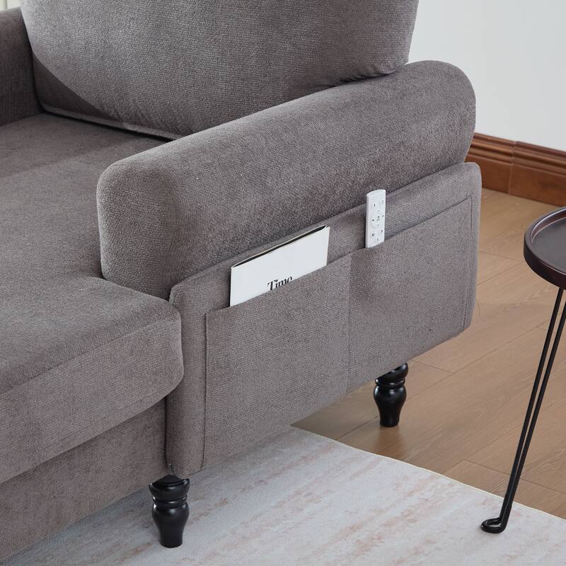 Modern Minimalist Chenille Fabric Chaise Lounge Recliner Single Sofa Living Room Bedroom