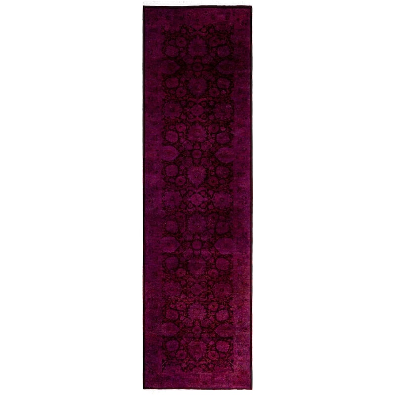 Overdyed One-of-a-Kind Hand-Knotted Area Rug - Red - 2' 7" x 9' 6"