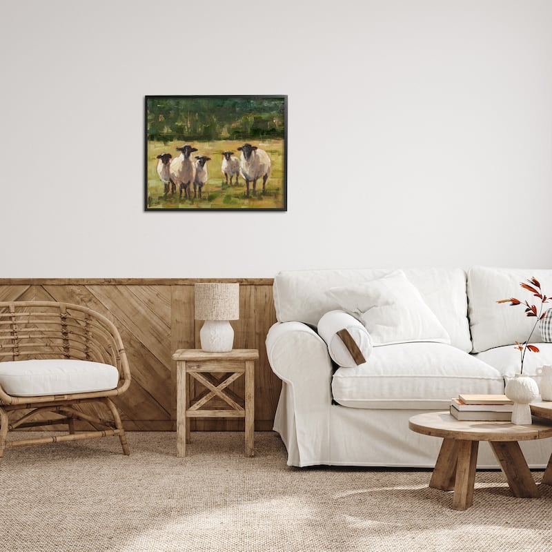 Stupell Flock of Sheep Family Painting Framed Giclee Texturized Art by Ethan Harper
