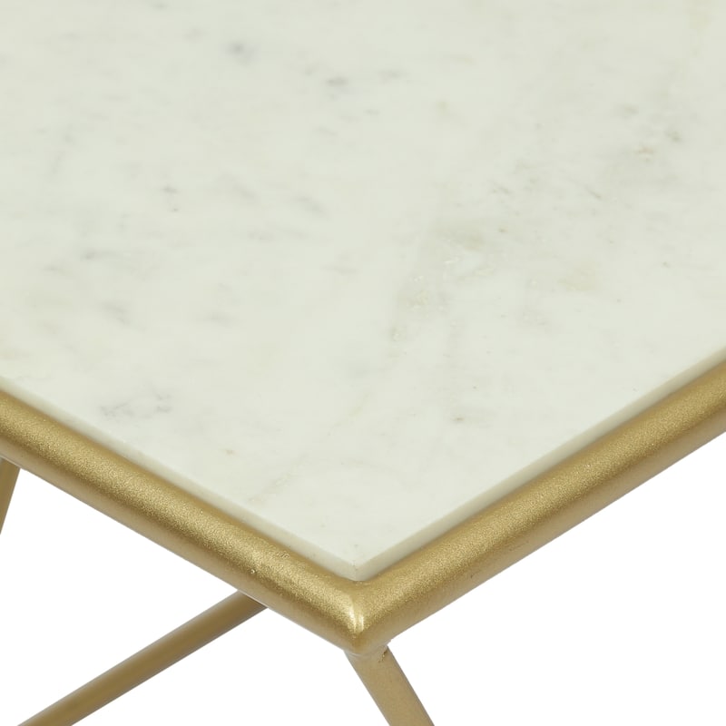 Sardis Modern Glam Handcrafted Marble Top Coffee Table by Christopher Knight Home - 37.00" L x 19.00" W x 18.00" H