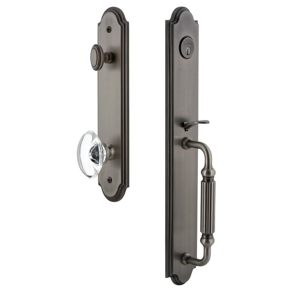Grandeur ARCFGRPRO_ESET_234 Arc Solid Brass Rose Keyed Entry Single Cylinder Full Plate "F" Grip Handleset with Provence