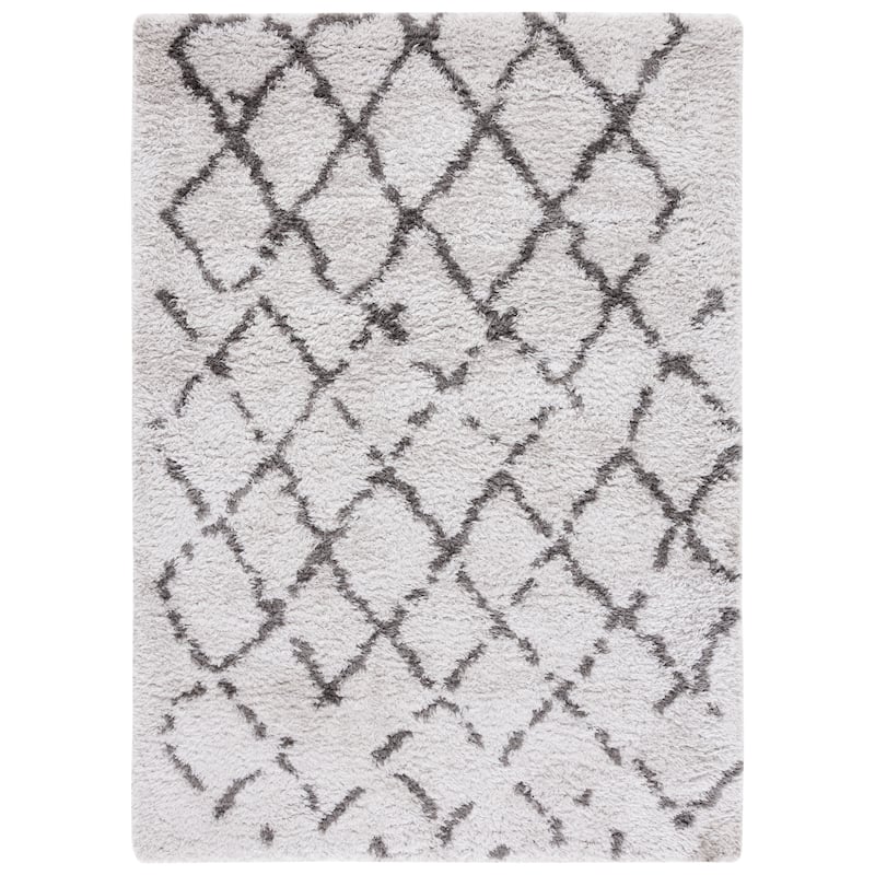 SAFAVIEH Handmade Flokati Djuana Shag Solid Polyester Rug - Silver/Charcoal - 5' 3" x 7' 6"