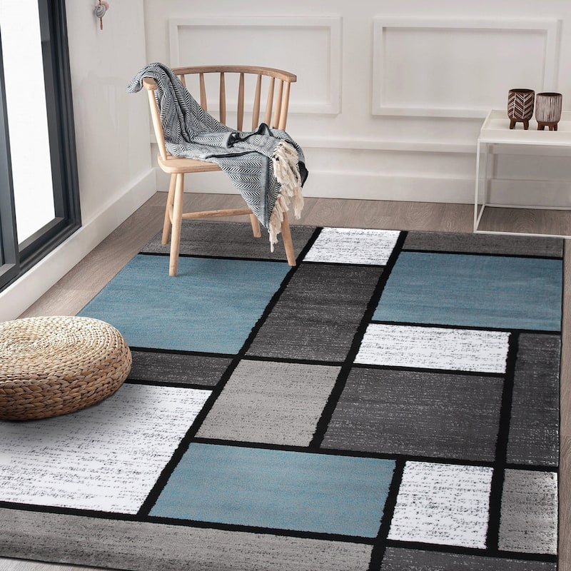 World Rug Gallery Contemporary Modern Boxed Color Block Area Rug