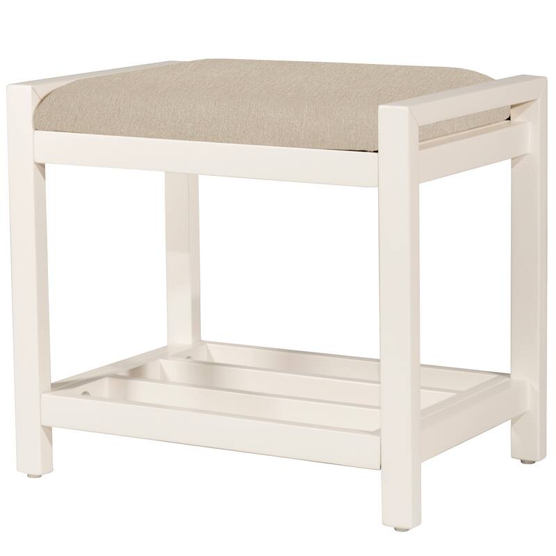 Hillsdale Amelia Backless Wood Vanity Stool, White - 21" x 14.5" x 18.5"