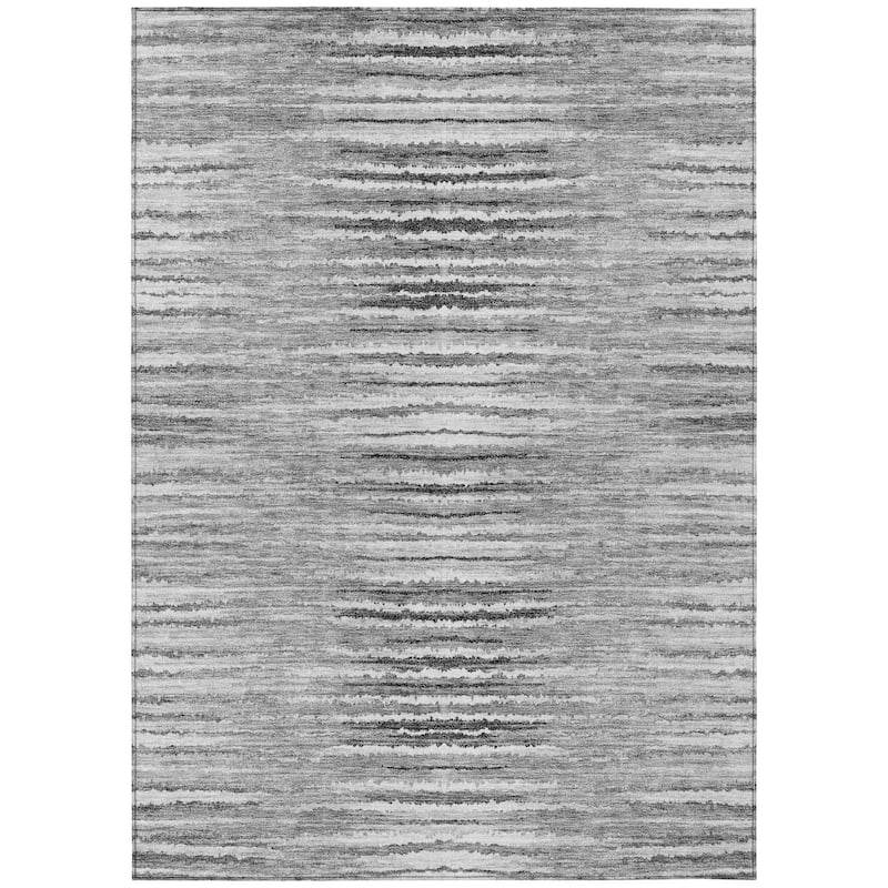 Machine Washable Indoor/ Outdoor Chantille Jagged Stripes Rug