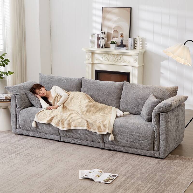 Homy Casa Plush 3-Piece Sofa with Soft Cushioning for Living Room