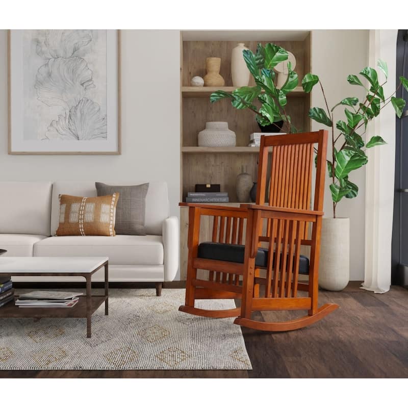 Carolina Living Chestnut Mission Rocker - Brown Upholstery