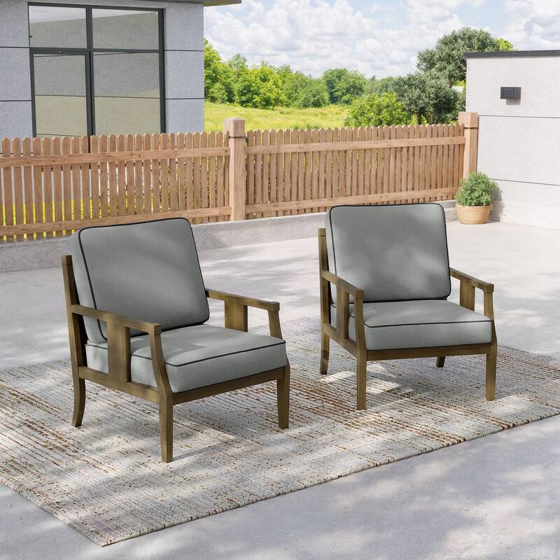 2 Set Outdoor Patio Club Chair with Cushion Patio Arm Lounge Chair