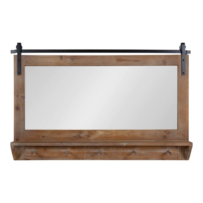 Kate and Laurel Cates Framed Wall Mirror with Shelf and Hooks