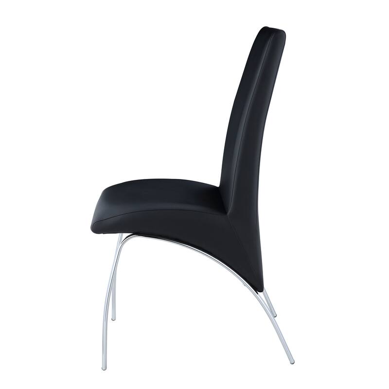 Black and Chrome Armless Solid Back Side Chair (Set of 2)
