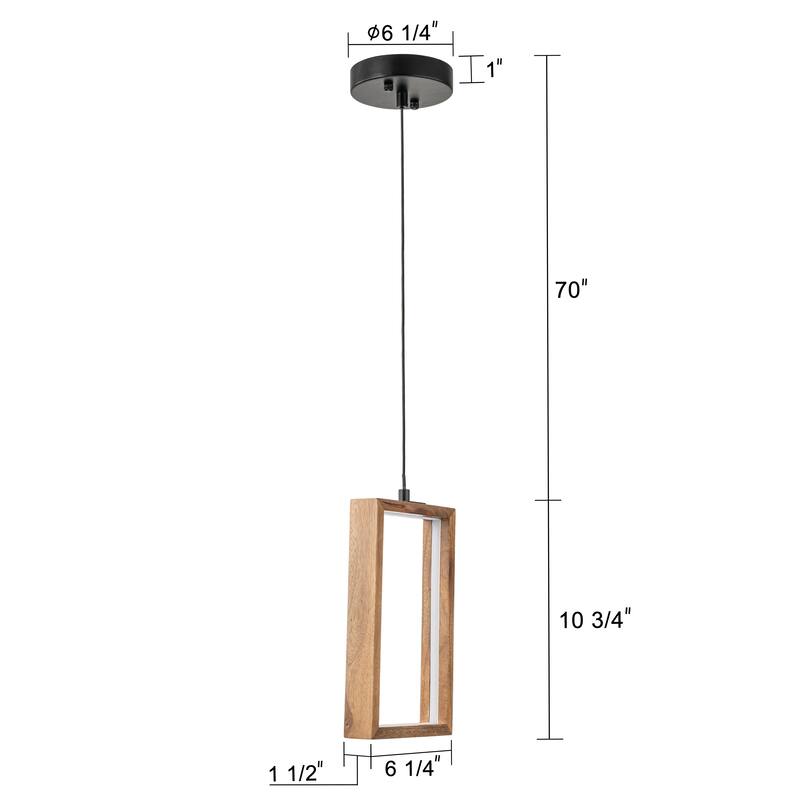 C Cattleya Geometry Rectangle Wood LED Pendant Light