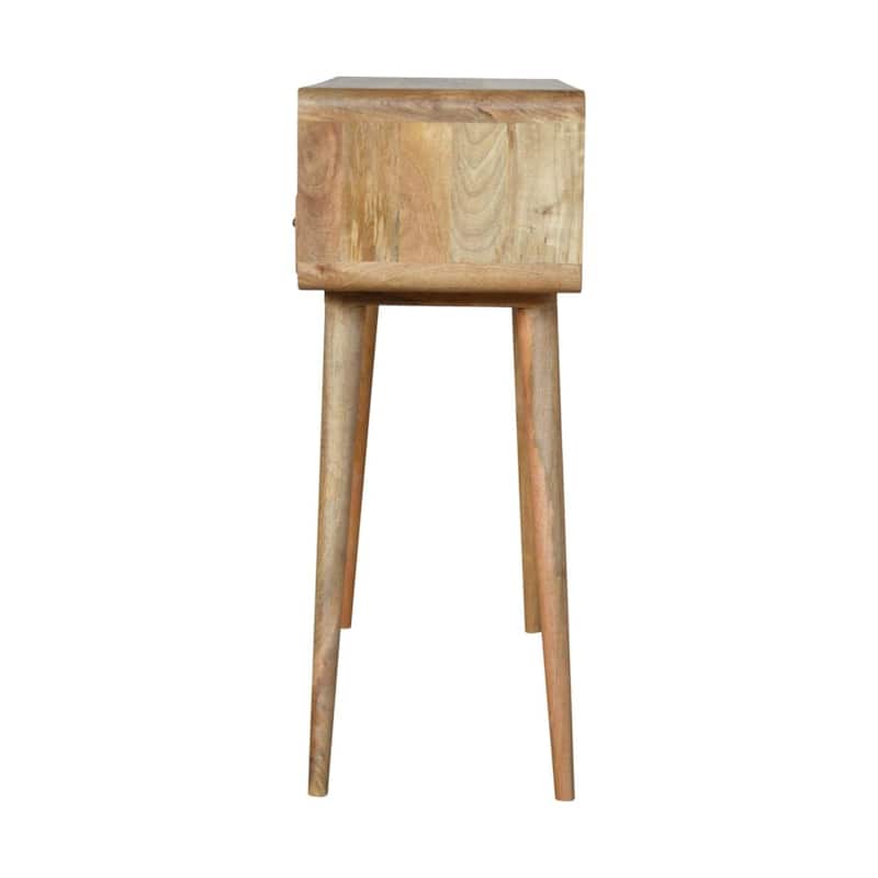 Artisan Furniture Solid Wood Curved Oak-ish Console Table,2 Drawers, 1 Shelf