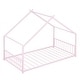 preview thumbnail 8 of 9, 2 Size Pink Metal House Bed with Metal Frame Playhouse Design for Kids