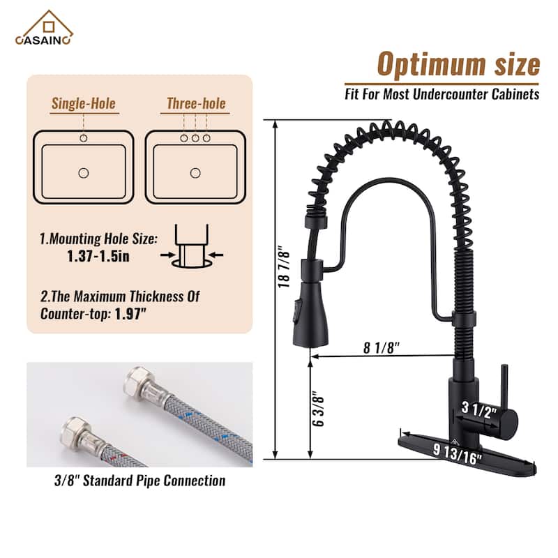 Premium Fireclay Farmhouse/Apron-Front Single Bowl Kitchen Sink with 3-Function Pull-Down Kitchen Faucet Combo