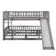 preview thumbnail 19 of 42, Full Over Full Wooden Bunk Bed,Low Bunk Bed with Built-In Ladders and Slides