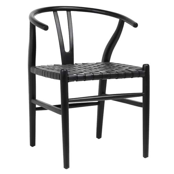slide 2 of 12, Bunker Leather and Teak Dining Chair Black