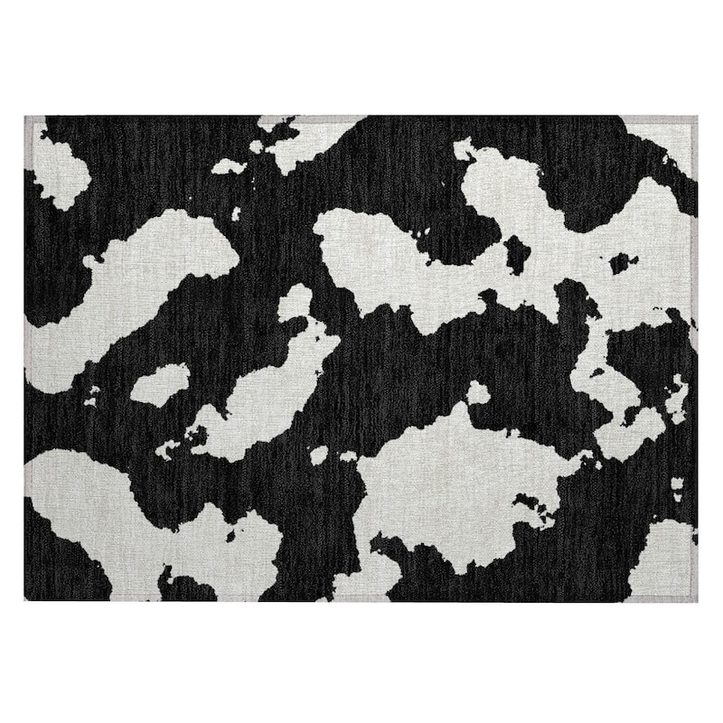 Machine Washable Indoor/ Outdoor Contemporary Abstract Chantille Rug