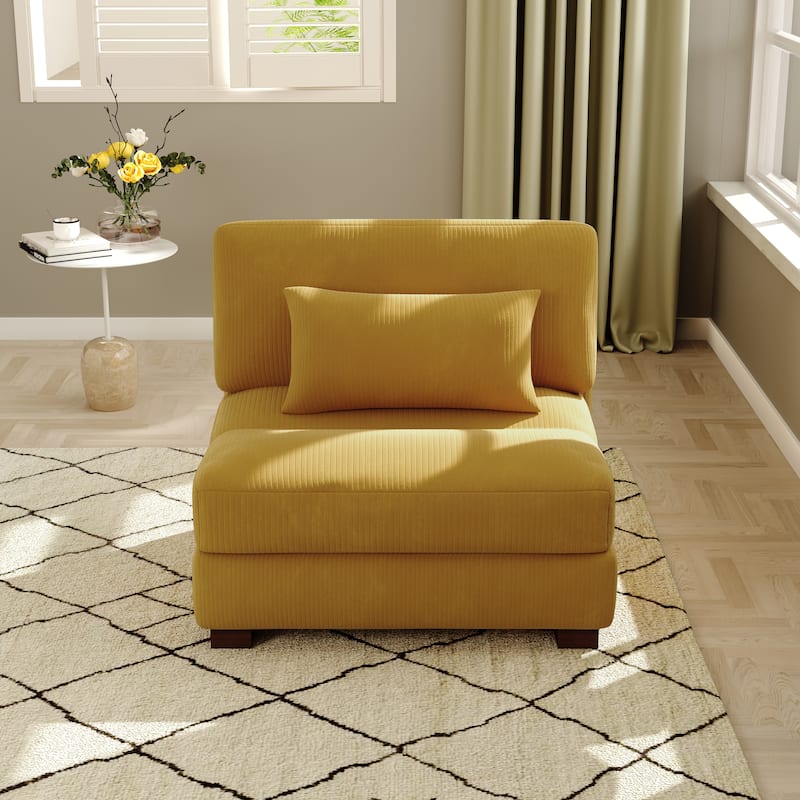 Modern Corduroy Modular Couch Sectional Sofa With Pillows - Orange-Armless Sofa - Symmetrical