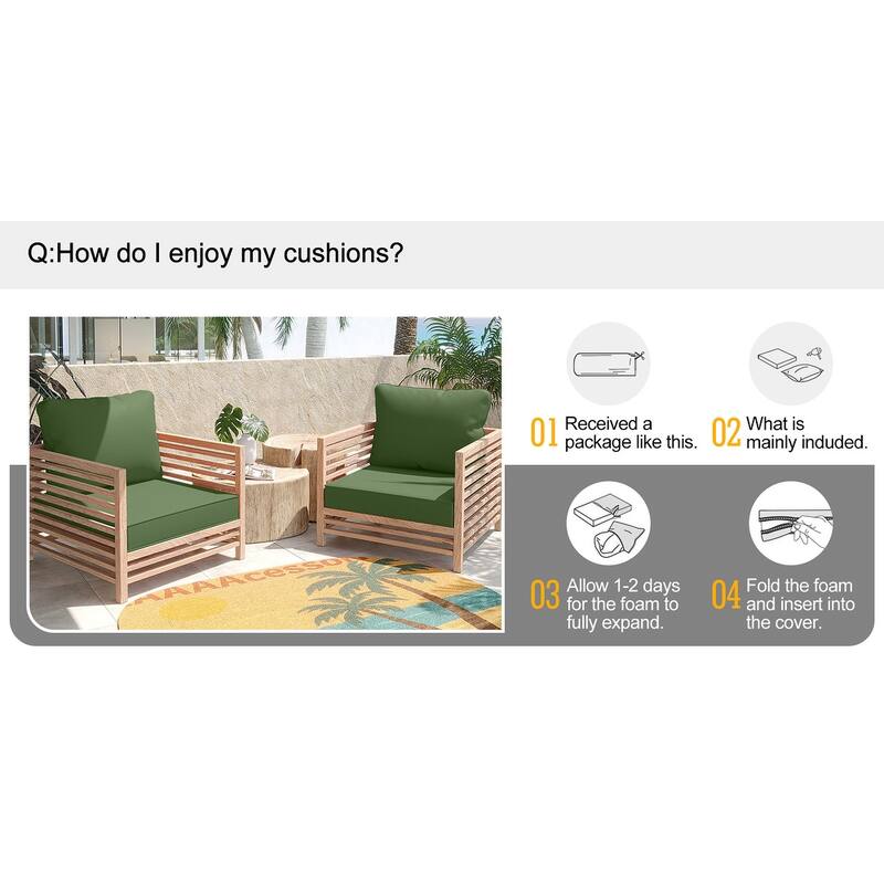24"x24"x5"Waterproof Outdoor Deep Seat Cushion Set for Patio Furniture