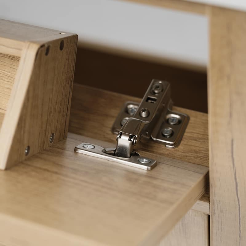 60 Inch Bathroom Vanity with Double Sink, Large Storage Space with 2 Tip-Out Trays / Flip-Out Drawers