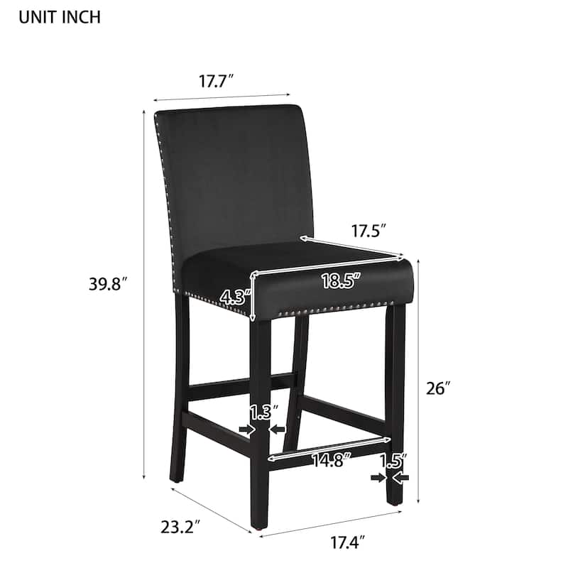 GDFStudio - Vornell Modern 5-Piece Counter Height Dining Table Set with Faux Marble Top & 4 Velvet Upholstered Chairs