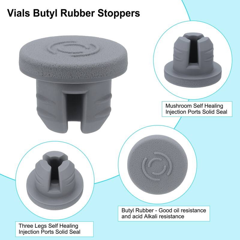 13mm/0.5" Vials Rubber Stoppers, Three Legs Butyl Rubber Stopper, Grey
