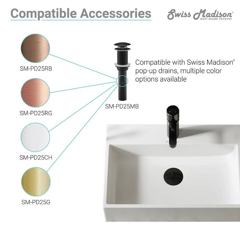 Swiss Madison Concorde 14-1/2" Square Ceramic Vessel Bathroom Sink