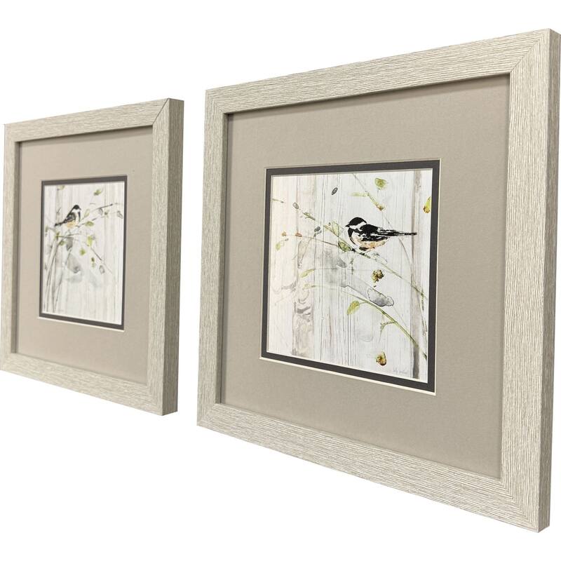 HomeRoots Set Of Two Heavenly Spring Distressed White Framed Wall Art