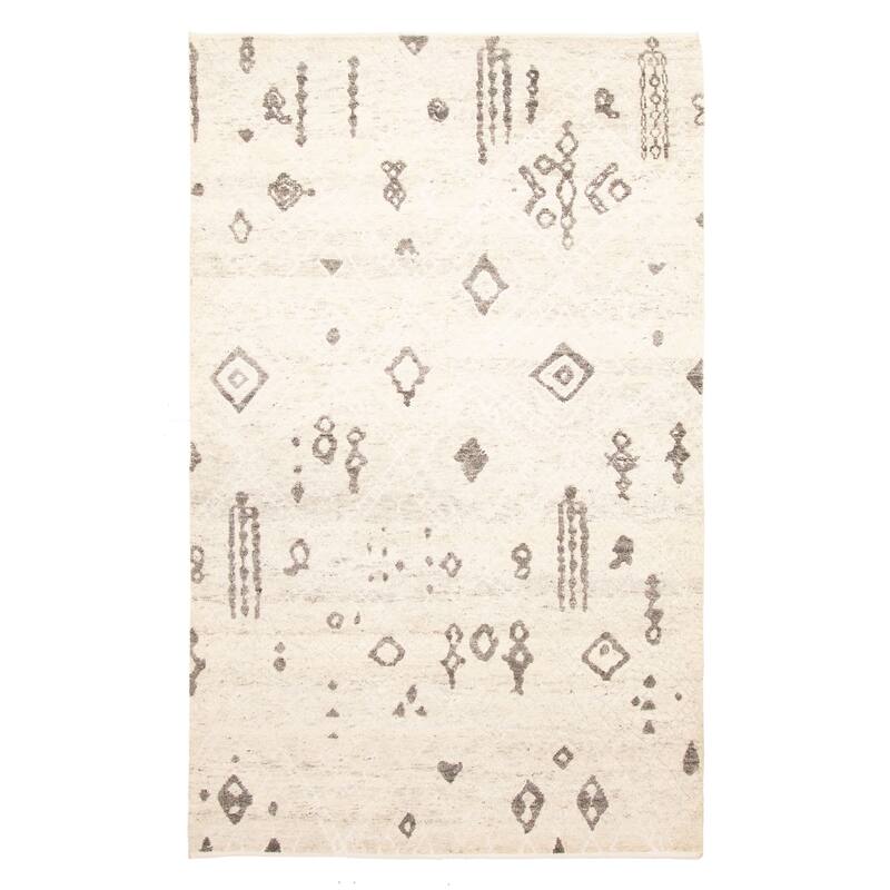 ECARPETGALLERY Hand-knotted Tangier Cream Wool Rug - 5'6 x 8'11