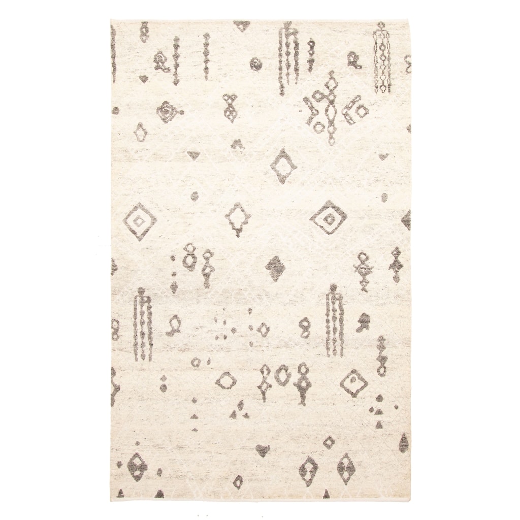 ECARPETGALLERY Hand-knotted Tangier Cream Wool Rug - 5'6 x 8'11