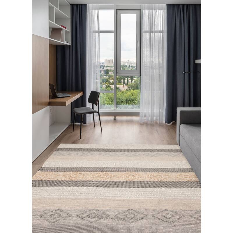 ECARPETGALLERY Braid weave Sienna Grey Wool Rug - 6'2 x 9'0