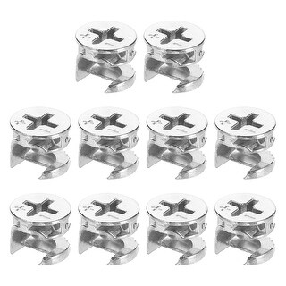 Uxcell 10-Pack Cam Lock Nuts – 11.65x10.2mm Furniture Joint Connector, Nickel-Plated Carbon Steel, Cross Slot, For Cabinets, Wardrobes, And Wood Panel Assembly