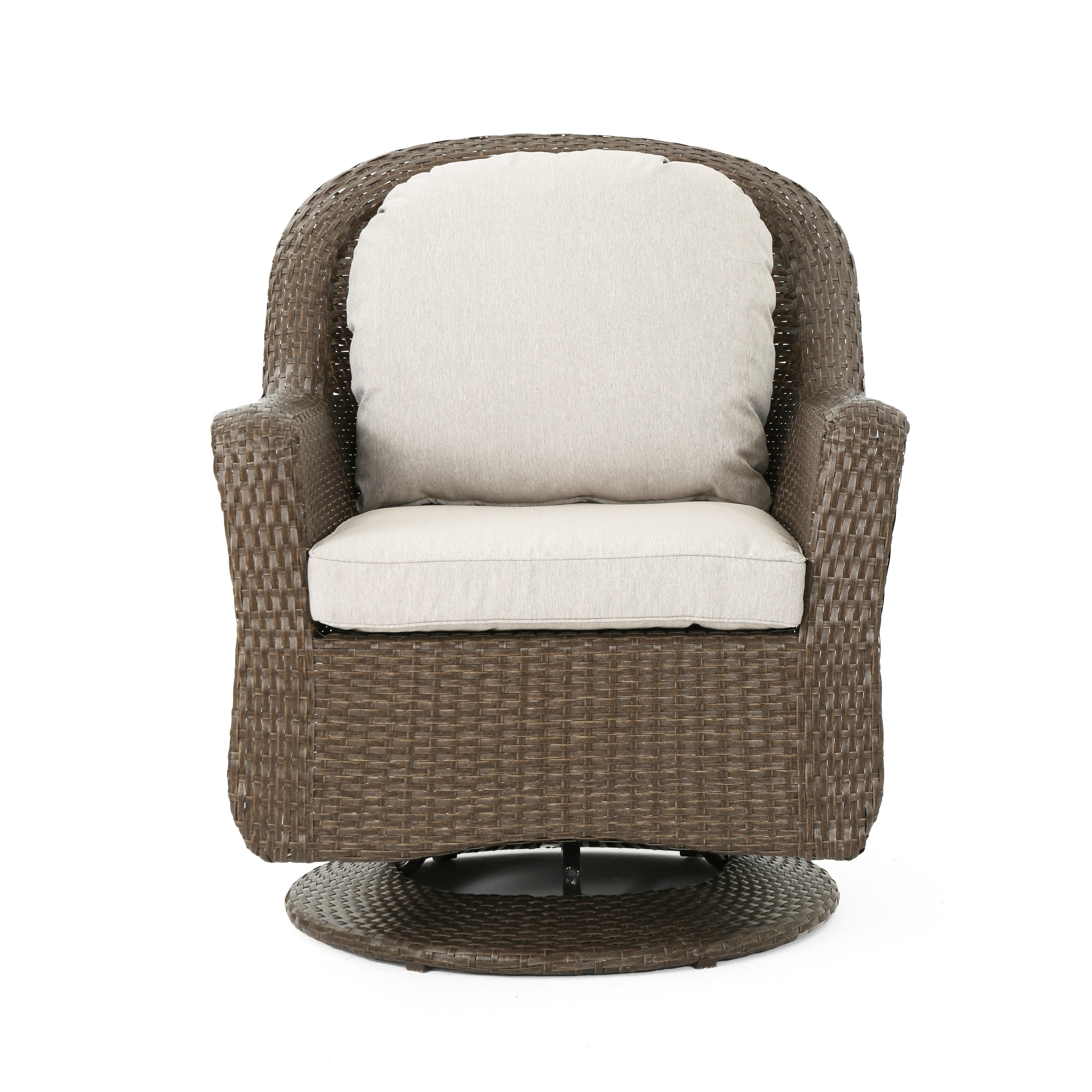 Christopher knight home liam outdoor wicker swivel club chair with cushion outlet
