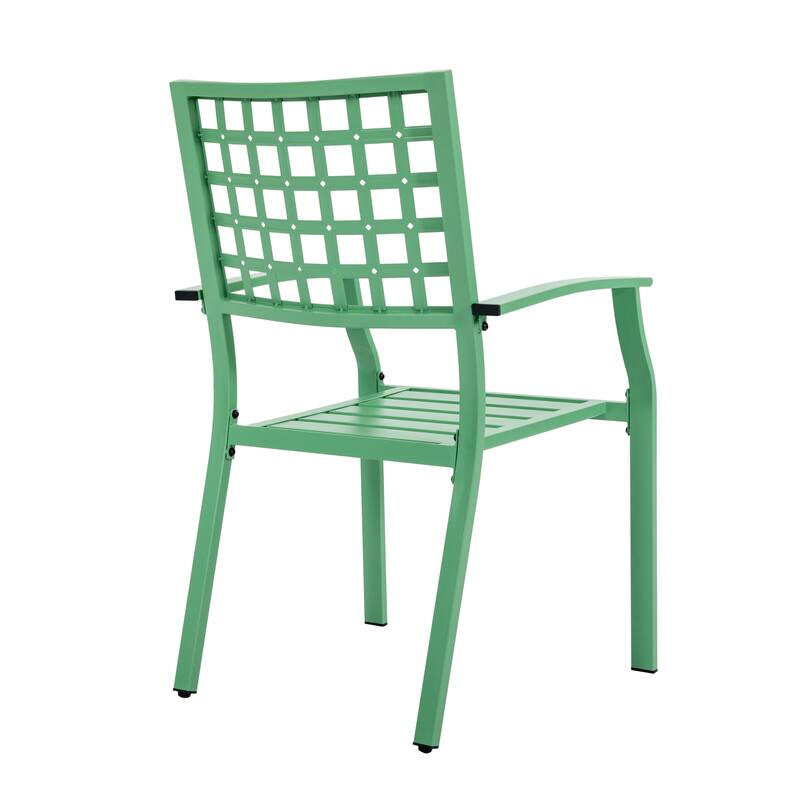 3-Piece Metal Patio Bistro Set with Stackable Chairs and Square Side Table