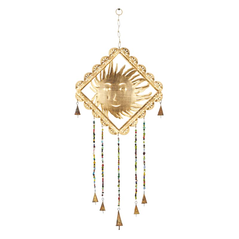 Gold Iron Eclectic Windchime 30 x 14 x 1 - 14 x 1 x 30