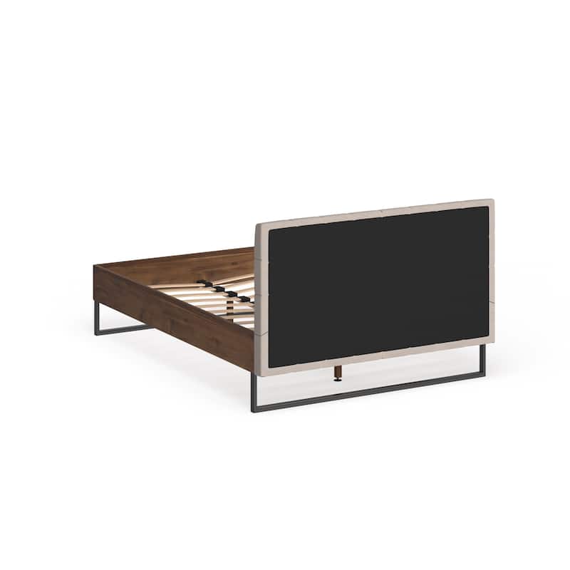 Industrial Mixed Material Platform Bed with Headboard by Baxton Studio