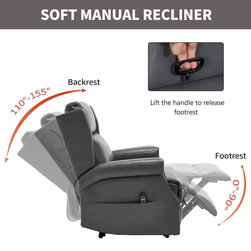 Manual Recliner Chair in Faux Leather for Living Room with Heavy Duty Motion Mechanism, 8 vibrating nodes
