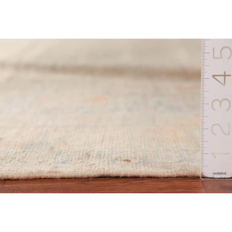 Hand Knotted Oriental 100% Wool Carpet Transitional All-Over Peach Oushak Area Rug - 9' 0'' X 6' 3''