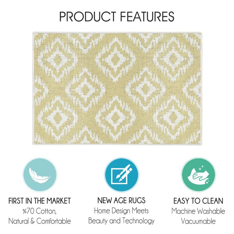 Sussexhome Heavy Duty Ultra Thin Non Slip Washable Cotton Indoor Rug - 2' x 3'