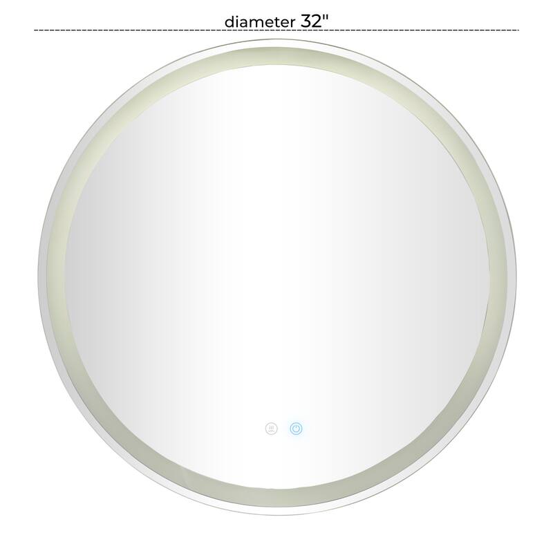 Silver Glass Room Anti Fog Mirror with LED Light - 32 x 1 x 32