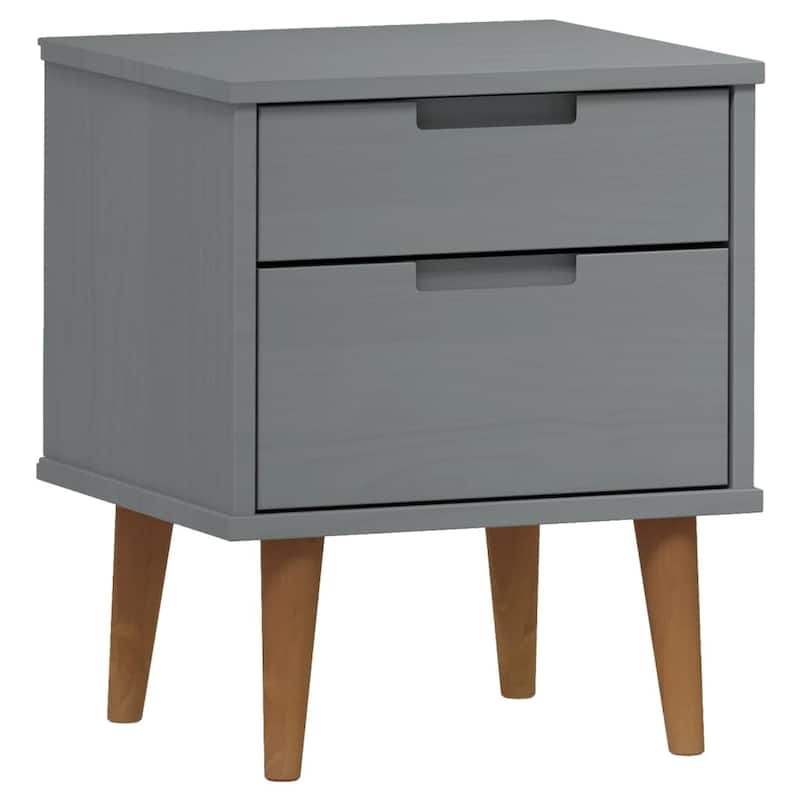 vidaXL Bedside Cabinet Grey Solid pine wood with UV varnish Standard