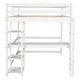 preview thumbnail 14 of 25, Full Loft Bed Pine Kids Bed with Desk Shelves and Ladder, Grey