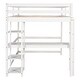 preview thumbnail 5 of 7, Full Loft Bed Pine Kids Bed with Desk Shelves and Ladder, White