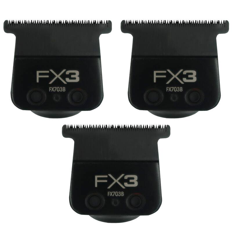 3x BaByliss Pro FX3 Titanium Carbon-Nitride Standard-Tooth Ultra-Thin Replacement T-Blade #FX703B - Black - Black