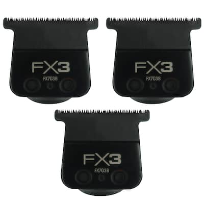 3x BaByliss Pro FX3 Titanium Carbon-Nitride Standard-Tooth Ultra-Thin Replacement T-Blade #FX703B - Black