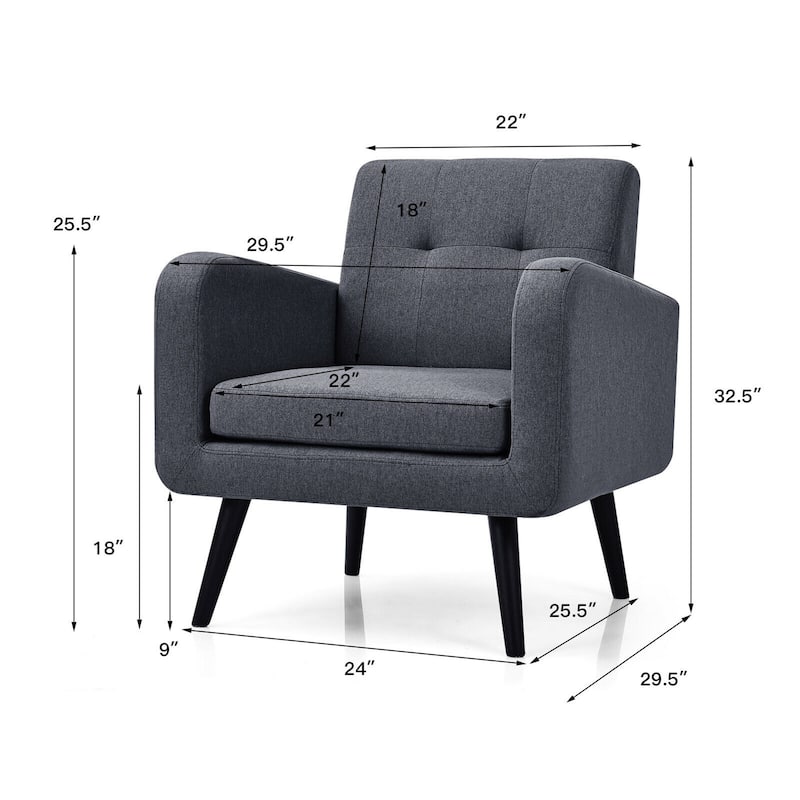 Gymax 2PCS Accent Armchair Single Sofa Chair Home Office w/ Wooden - 29.5'' x 29.5'' x 32.5''