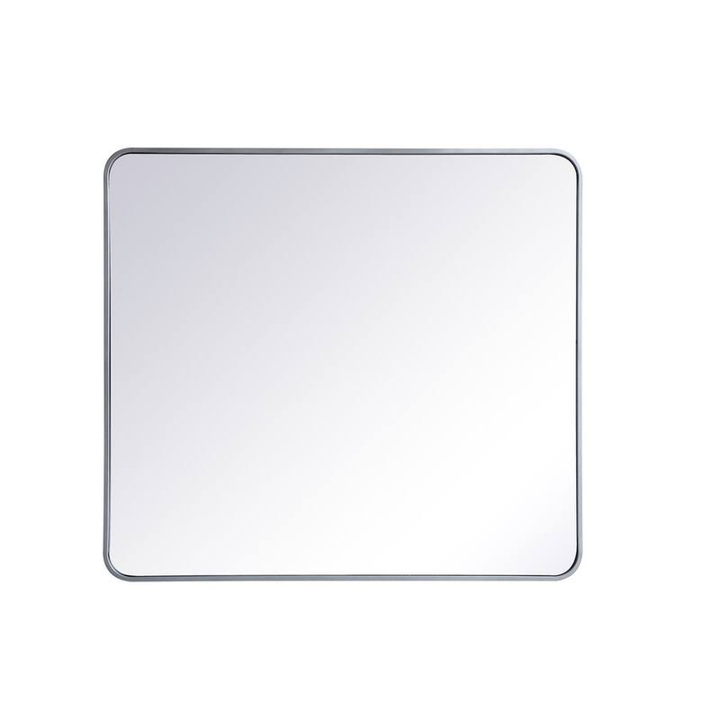 Ezra Soft Corner Metal Rectangular Mirror - 36" x 40" - Silver